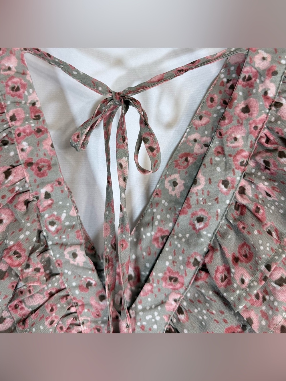 Perfectly Priscilla Boutique Mini Dress With A Green Pink Floral Pattern Size M - Picture 10 of 14
